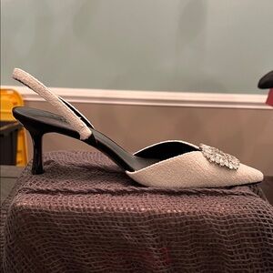 INC International Concepts White Embellished Heels